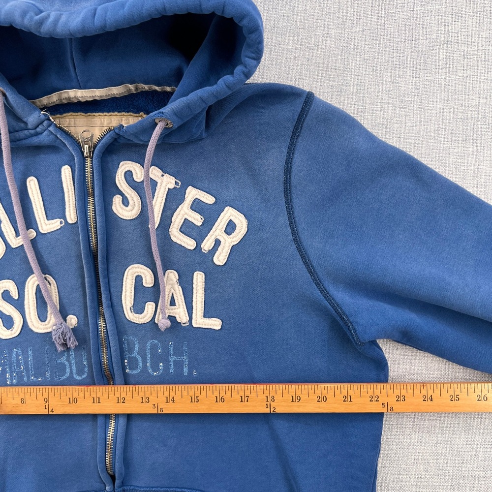 VTG Y2K Hollister So Cal Malibu Beach Full Zip Hoodie Women XL Blue Coastal Fade - Picture 8 of 11